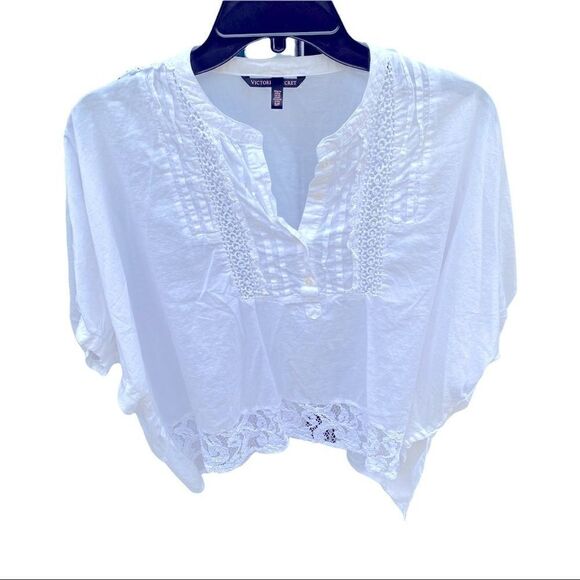 Victoria’s Secret White Lace Embroidered Blouse Sz Small Petite - Picture 3 of 8